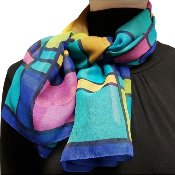 Accessories - 🌹COLOR BLOCK SILK SCARF